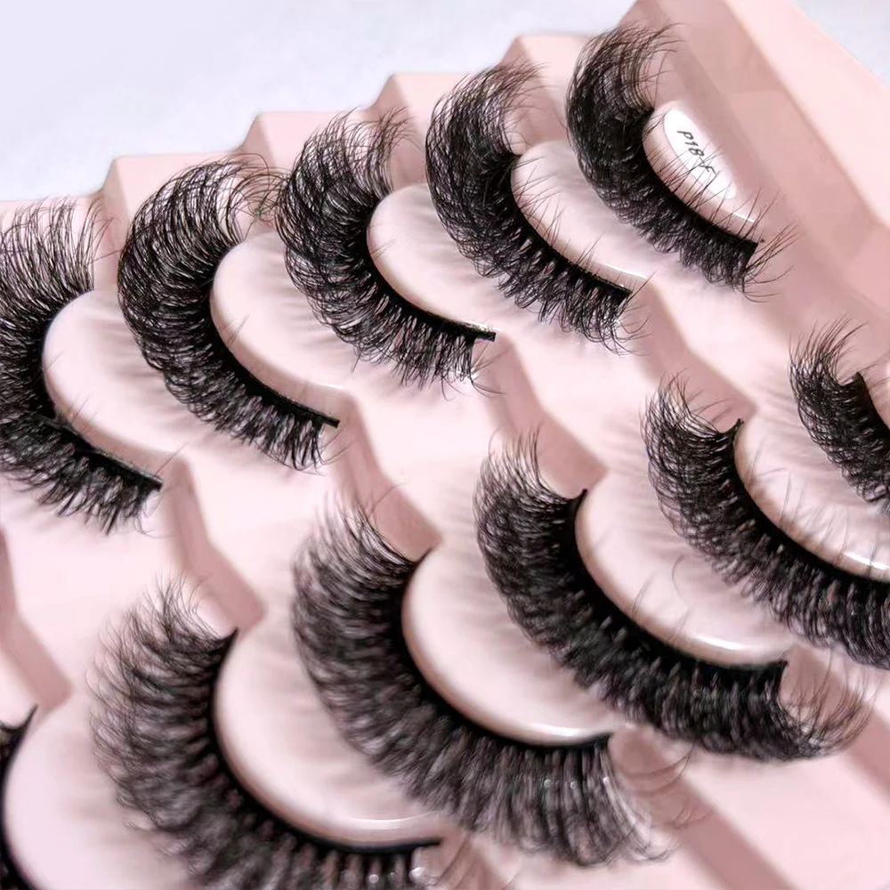 Faux-Cils Naturels et Longs en 3D, Volume Duveteux, Sans Cruauté Animale, fissuraminants, pour Maquillage, Livraison Directe, 7/10 Paires