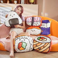 Simulation 3D Cute Japan Onigiri Sushi Milk Stuffed Plush Food Pillow Soft Cartoon Decor Back Cushion For Sofa Chair Bed Floor