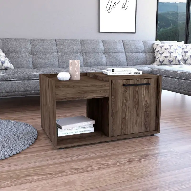 

Velvet Coffee Table, One Open Shelf, Single Door Cabinet