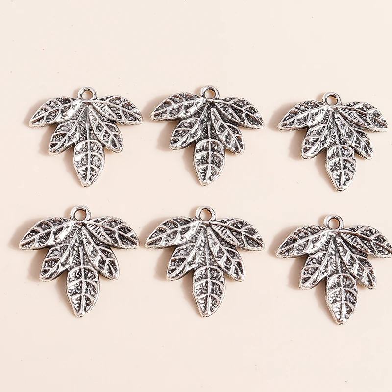 20 Stück niedliche Anhänger aus Legierung in Form von Pflanzen, Blumen, Bäumen und Blättern für die Schmuckherstellung, Ohrringe, Anhänger, Halsketten, Armbänder, DIY-Bastelzubehör – Detail 24