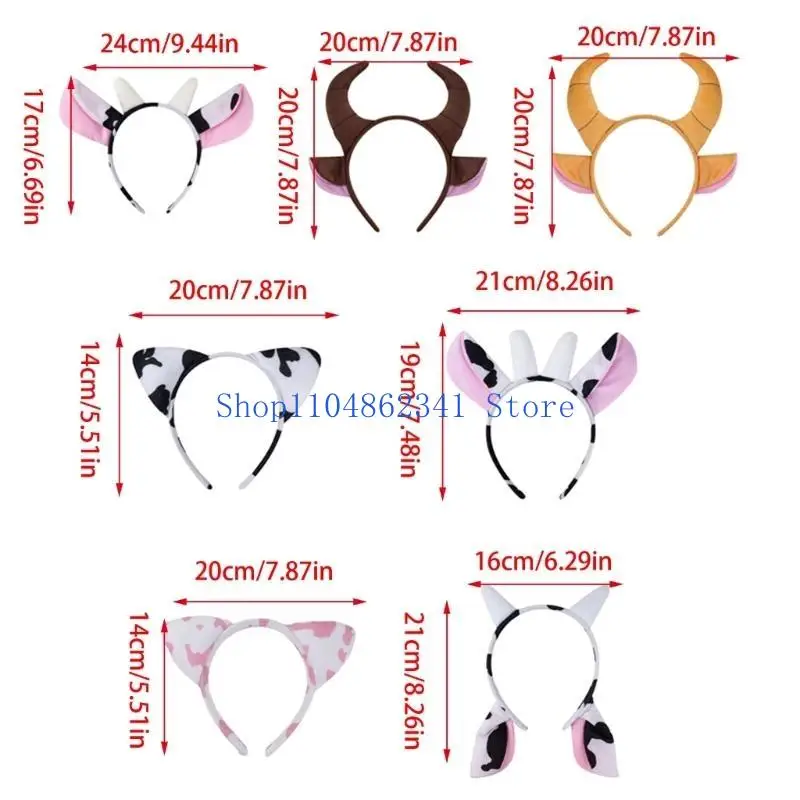 人間工学に基づいた牛の角のヘッドバンド、かわいい耳付きヘアバンド、ヘアピース、アニメファンや楽しいアクセサリーを愛する人に最適です。