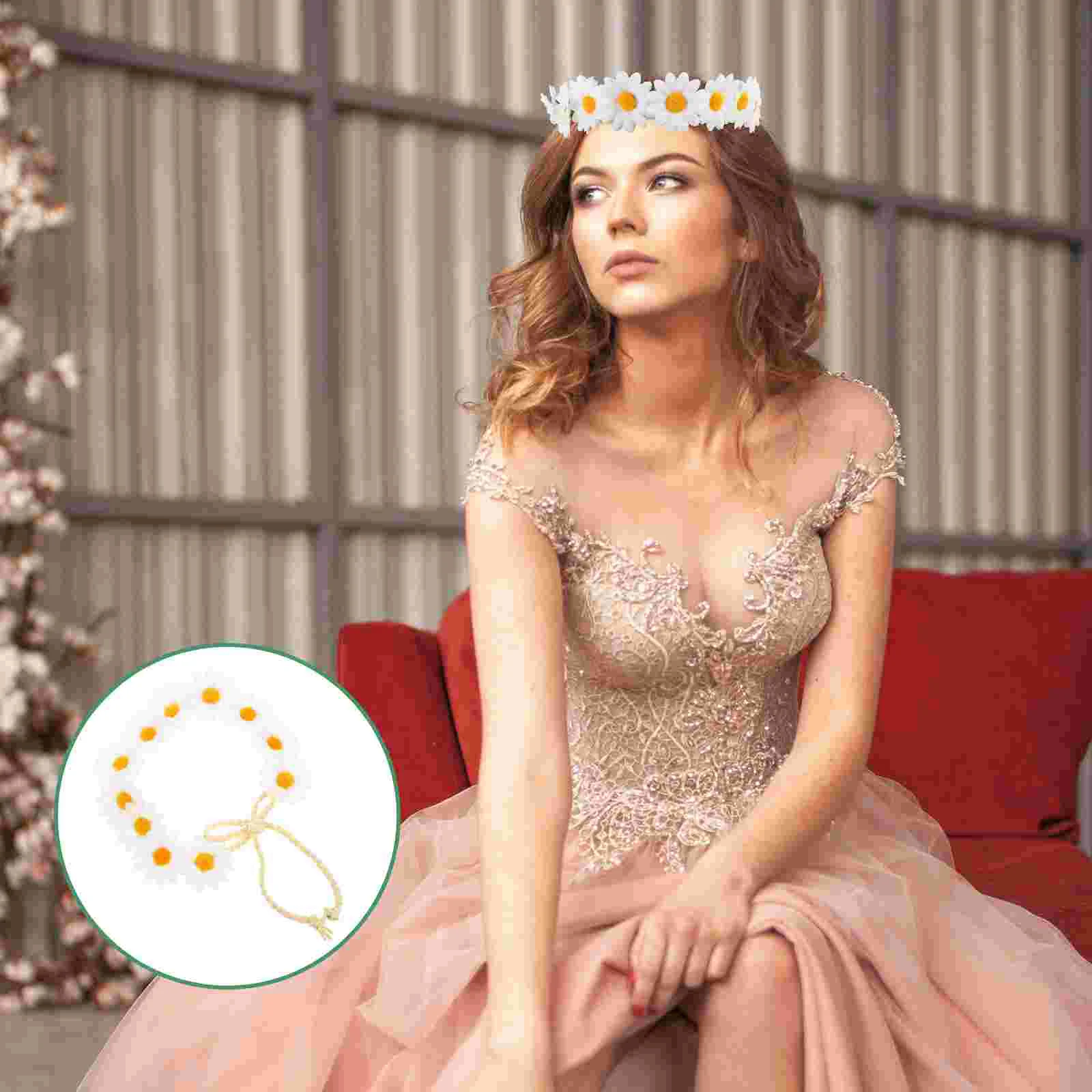 

Cloth Daisy Headband 11 Tiny Flowers Braided Rope Stretchy Adorable Women Hair Accessories Wedding Party Festivals