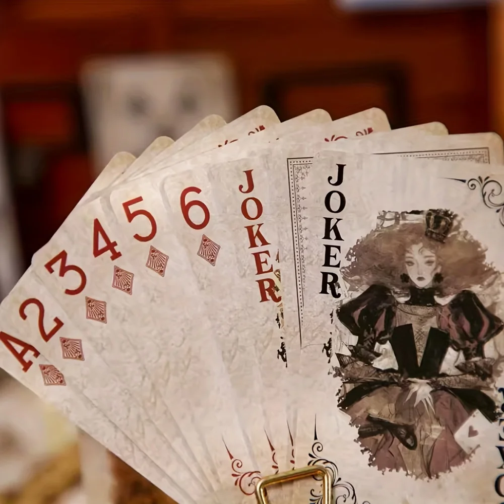 Alice Serisi Retro Poker Kartları Aile Toplantıları Oyunları için Kalın Kaymaz Buzlu Kaplama Koleksiyon Sihirli Kart Mevcut Pokers