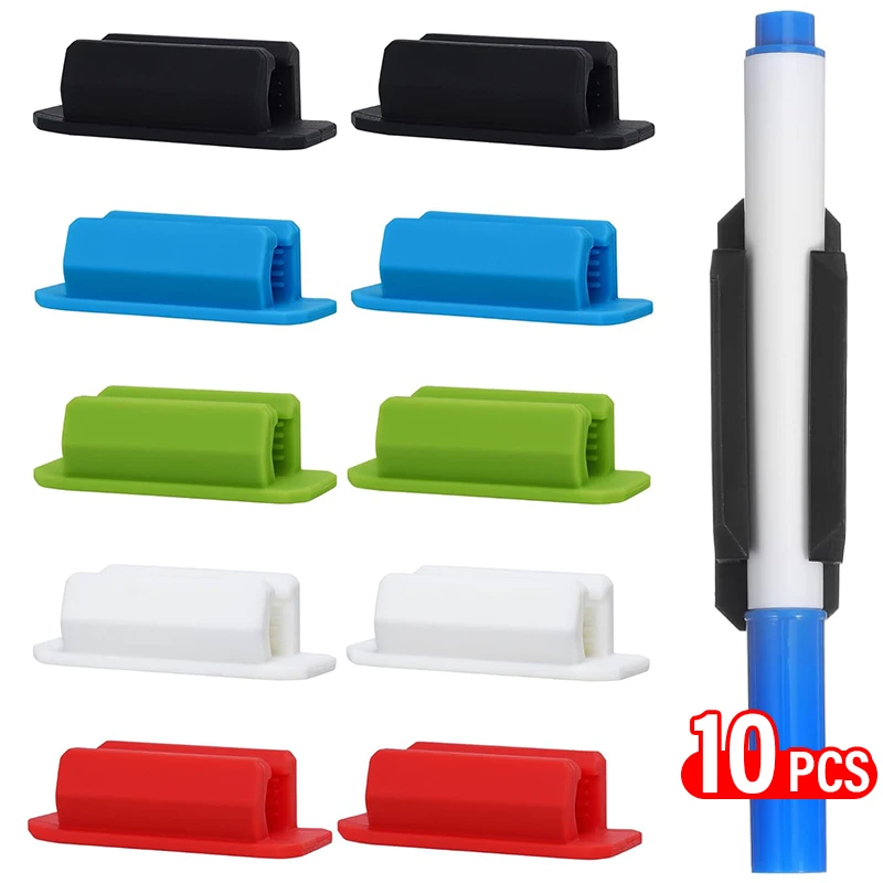 Portable Soft Silicone Pen Holder Clips Laptop Desk Notebooks Self-Adhesive Writing Buckles Anti Lost Pencil Storage Clamps