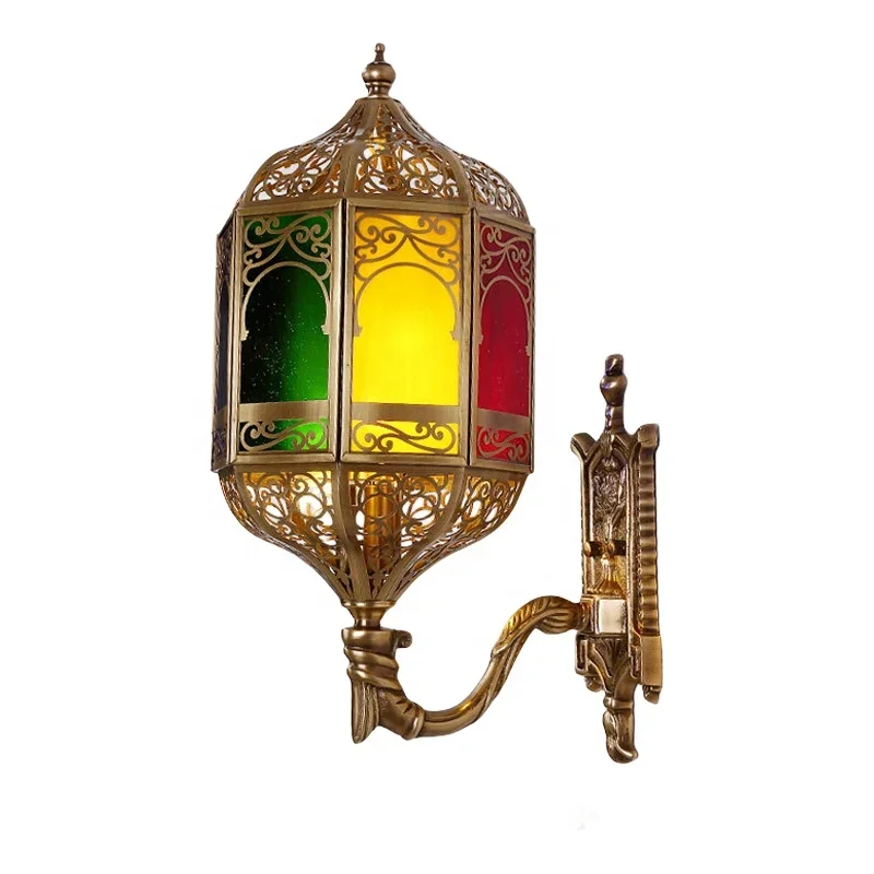 LED Copper Wall Lights Modern Indoor Outdoor Lighting Fixtures Arab Muslim Vintage Style Villa Hotel Gate Waterproof Decorative