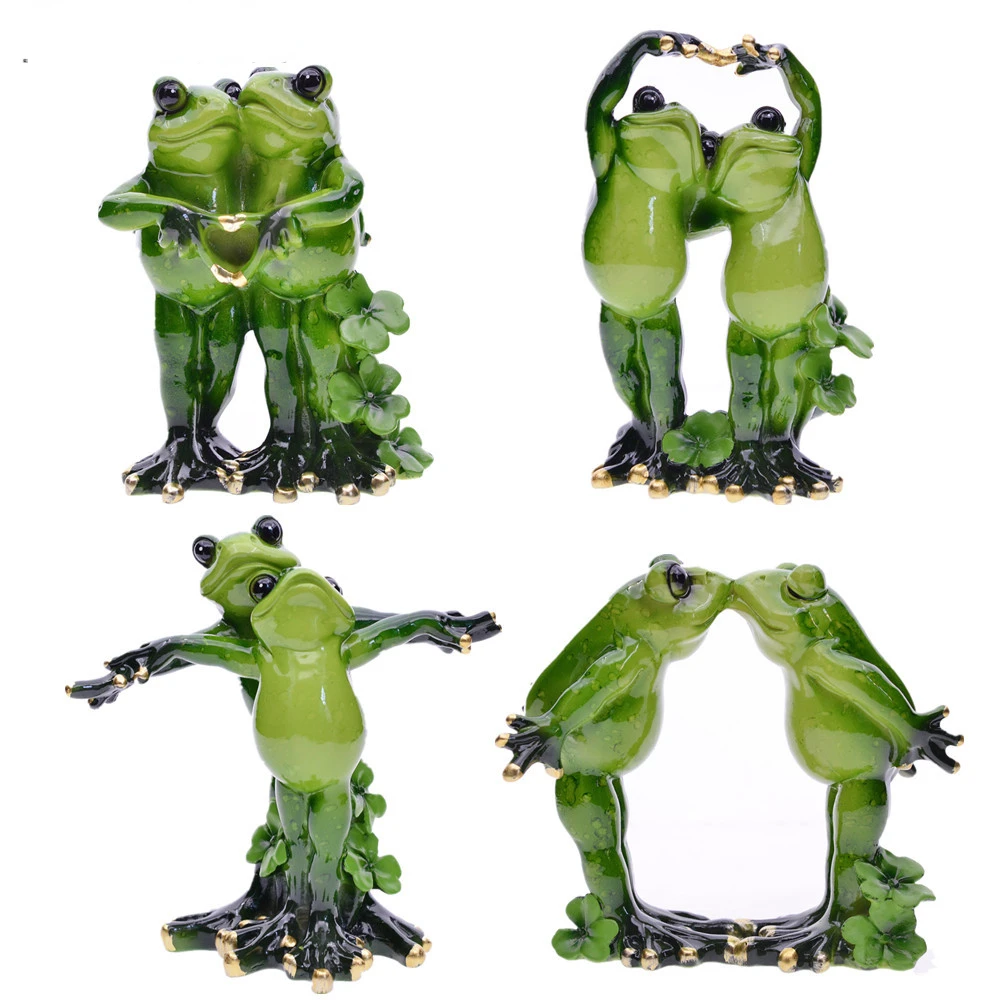 

Nordic Home Decoration Accessories Kawaii Garden Animal Resin Couple Lovers Frog Wedding Decorative Figurine Miniatures Gift