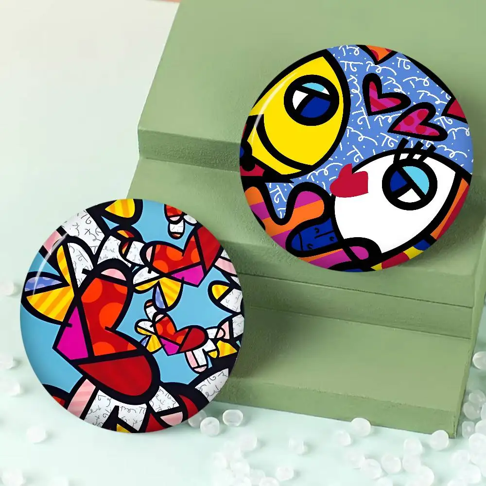 Britto Quick Drying Dish Creative Pins Funny Faces Round Snap-in Brooch Badge Backpack Hat Accessories Jewelry Gifts