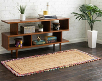 210x300cm Runner Rug Natural Jute and Cotton Handmade Reversible Carpet Modern Look Area Rug