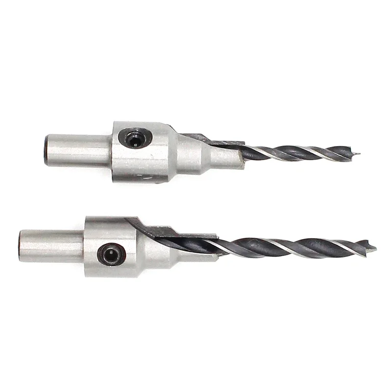 2pc Countersink Drilling 3 Steps Pilot Drill Bits Set Reamer Screw Wood Window Hinge Hole Saw Chamfer 4 6 5 7mm steps 8mm Shank