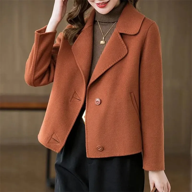 Cappotto di lana da donna corto di Design alla moda 2023 primavera autunno nuova giacca di lana a doppia faccia coreana capispalla Casual top