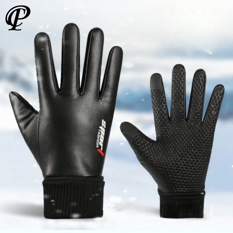

Зимние мотоциклетные перчатки для езды на велосипеде, вождения, искусственная кожа, теплые, водонепроницаемые, термонескользящие, для электрических велосипедов, лыжные приманки для спорта на открытом воздухе