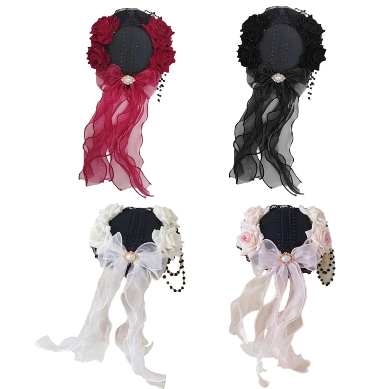 Flower Hair Clip Lace Hat Halloween Elegant Flat Clip Halloween Hairpin Lace Hat Elegant Hair Clip for Bunches Dropship