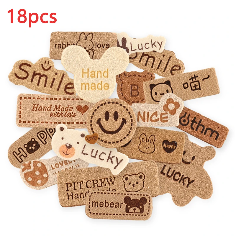 18 pezzi lotto cucire su toppe per abbigliamento giacca Mochila Cute Small Bear Anime Letters stampato Mini Kids Baby Pack Parche in tessuto fai da