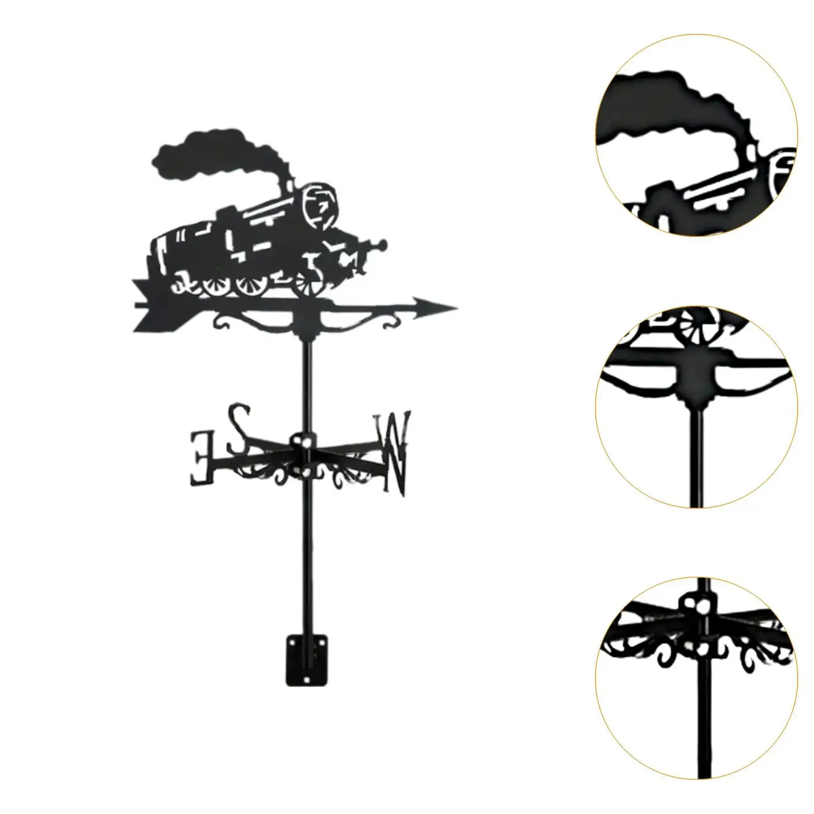 Train Metal Weathervane Wind Direction Indicator Decorative Retro Wind Vane Weathercock for Courtyard Yard Fence Farm Lawn