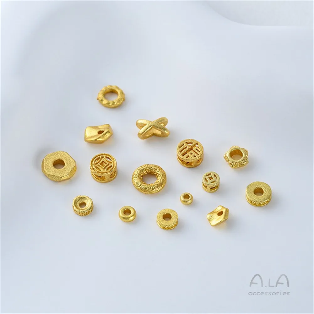 Copper-plated Alluvial Gold Spacer Special-shaped Bead Spacer Paper Pattern Wheel Beads DIY Handmade Beaded Jewelry Accessories