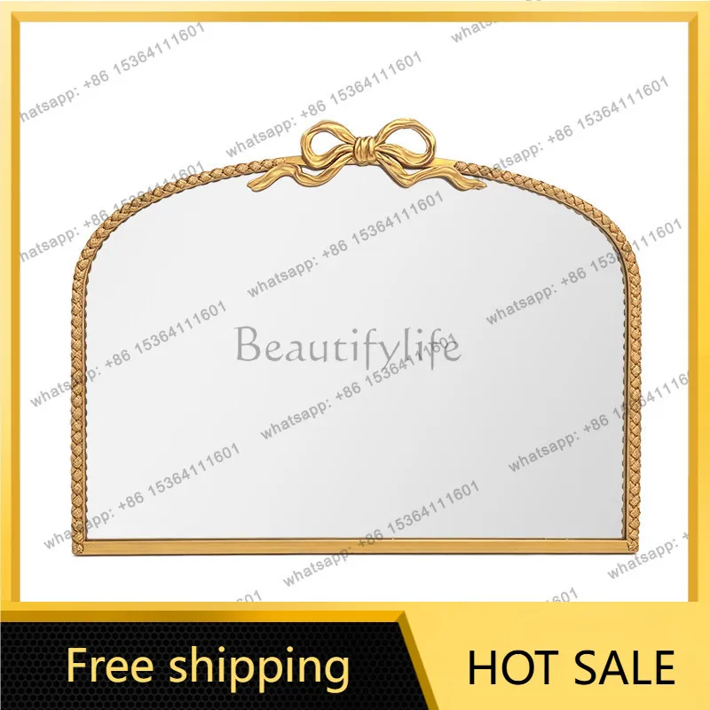 PG European carved mirror, French special-shaped bow washbasin, bathroom, and bathroom mirror