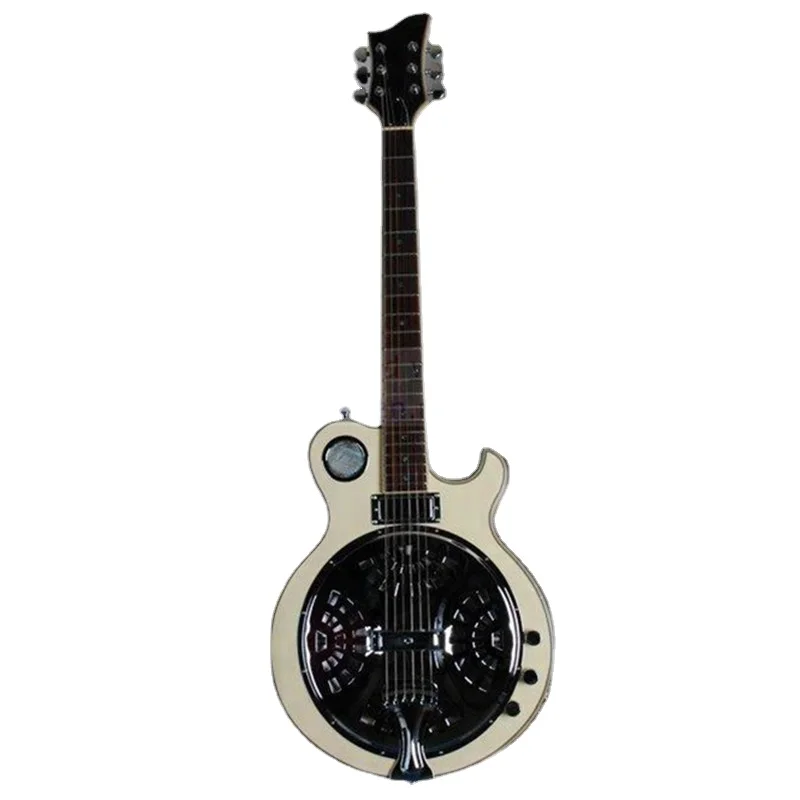 STLF Weifang Guitarra eléctrica Dobro con resonador de color blanco de 6 cuerdas