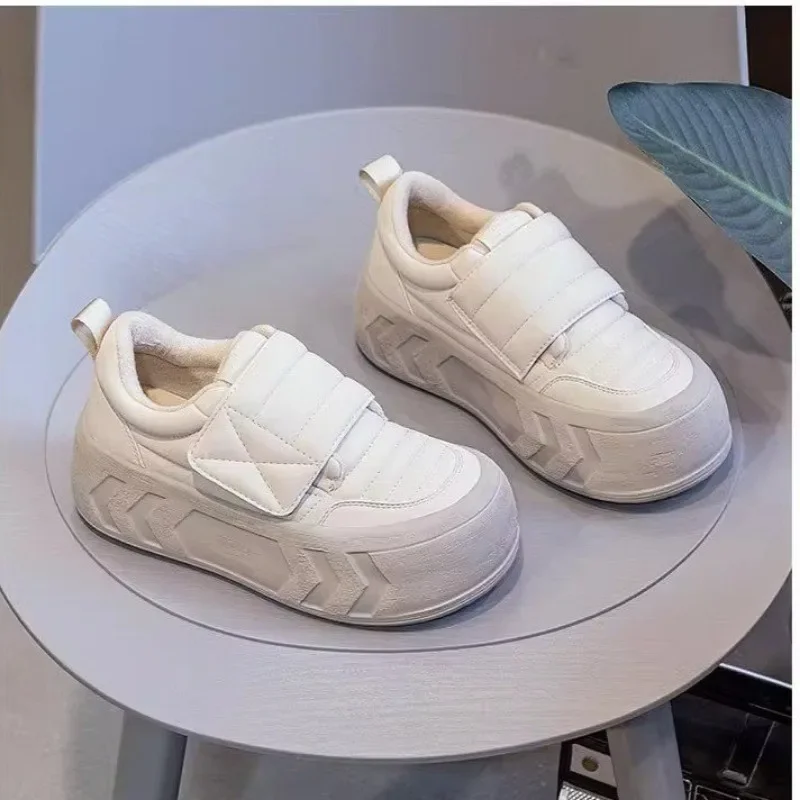 

Thick Soled Bread Shoes for Women Spring Height Increase Small White Shoes Sports Leisure Large Toe Board Womens Shoes