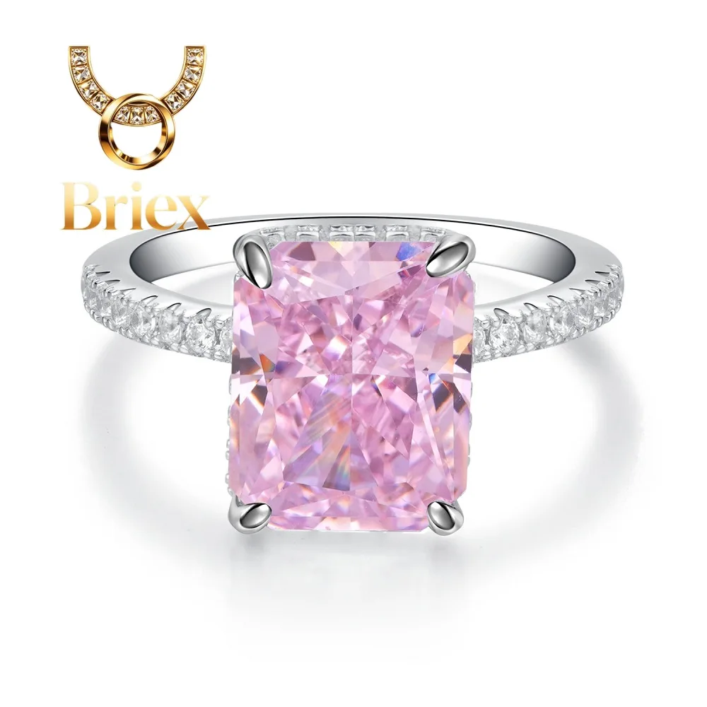

Briex Jewelry Luxury Solid Platinum PT950 Women's Ice Flower Che Reddish Che Moissanite Diamond Ring