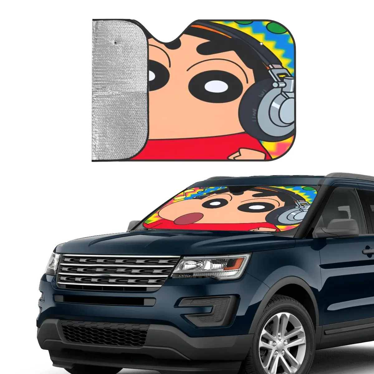 S-Shinchan Manga Retractable Sunshade Windscreen 76x140cm Japanese Cartoon Foils Car Sunshade Sun Shade Protect