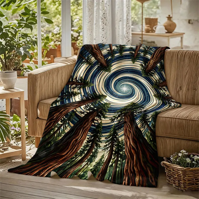 Twisted Redwood Forest Flannel Blanket Warm Soft Halloween Christmas Decorative Couch Warm Cozy All-Season Gift