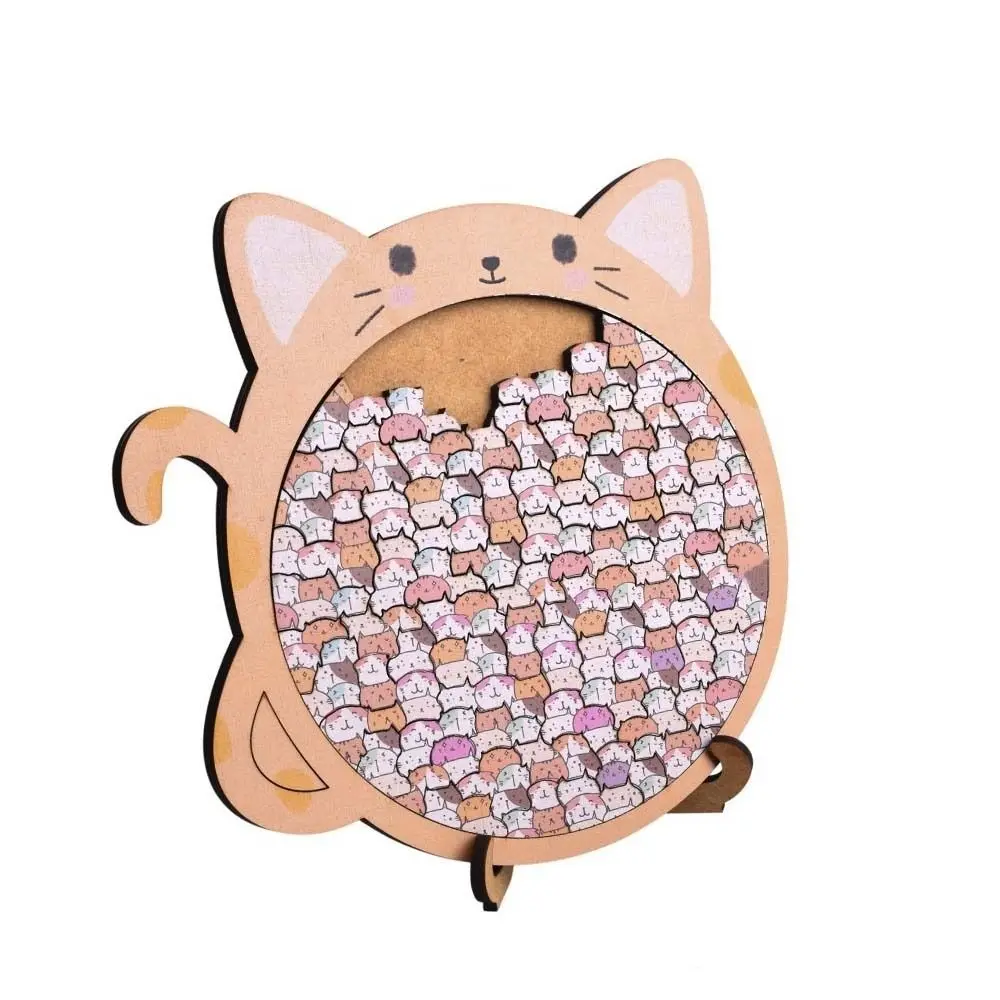 

Деревянный пазл «Большой рот» в форме кошки, нестандартный, для домашнего декора, сложная головоломка в виде животного, подарки на Хэллоуин