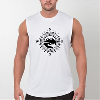 Men's summer leisure sports fitness loose mountain compass print comfortable and breathable round neck sleeveless vest
