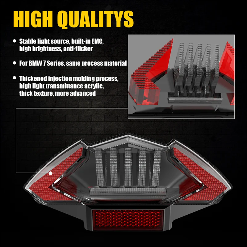 E24 Motorcycles Rear Tail Light For BMW R1200GS F800 G650 F650 GS Dakar R S ST ADV Brake Lamp DRL Stop Light E-Mark Taillight