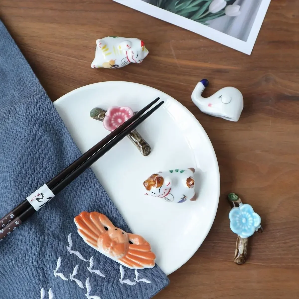 2pcs Chopstick Rest Japanese Chopsticks Ceramic Decorative Holder Rack Spoon Fork Kitchen Tools Tableware Accessories 젓가락
