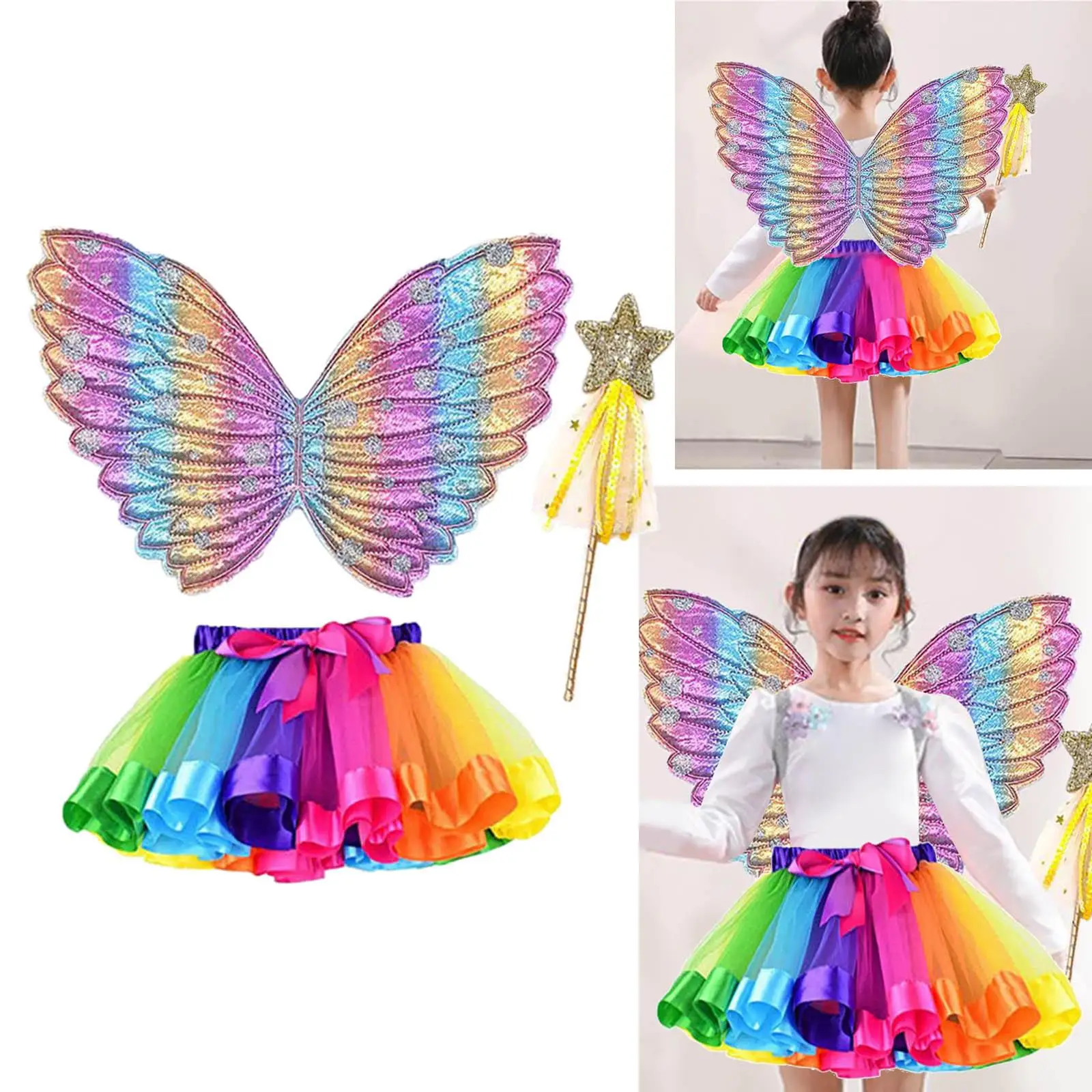 فستان تنكري على شكل جناح الفراشة للفتيات، ملابس الأميرة الجنية توتو للأطفال #5