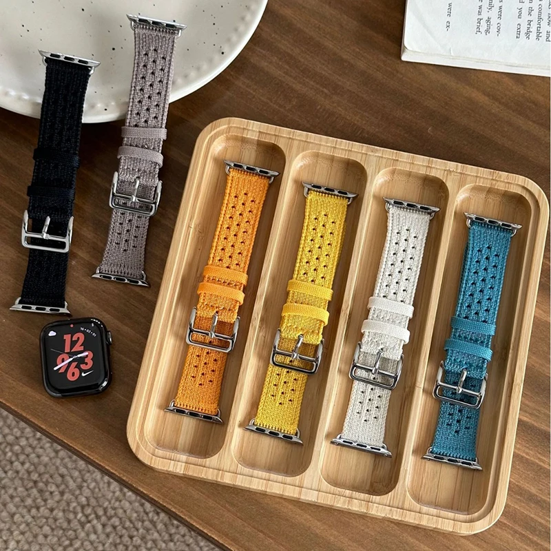 Nylon Knitted Bracelet for Apple Watch 10 Fashion Sports Breathable Iwatch S987 Advanced Knitted Watch Strap Watch Accessories