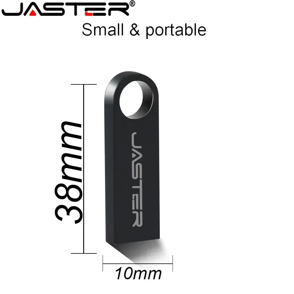 JASTER Metal USB 2.0 Flash Drive 64GB 32GB High speed Black Pen drive 16GB Memory stick Free key chain U disk 8GB 4GB For Laptop