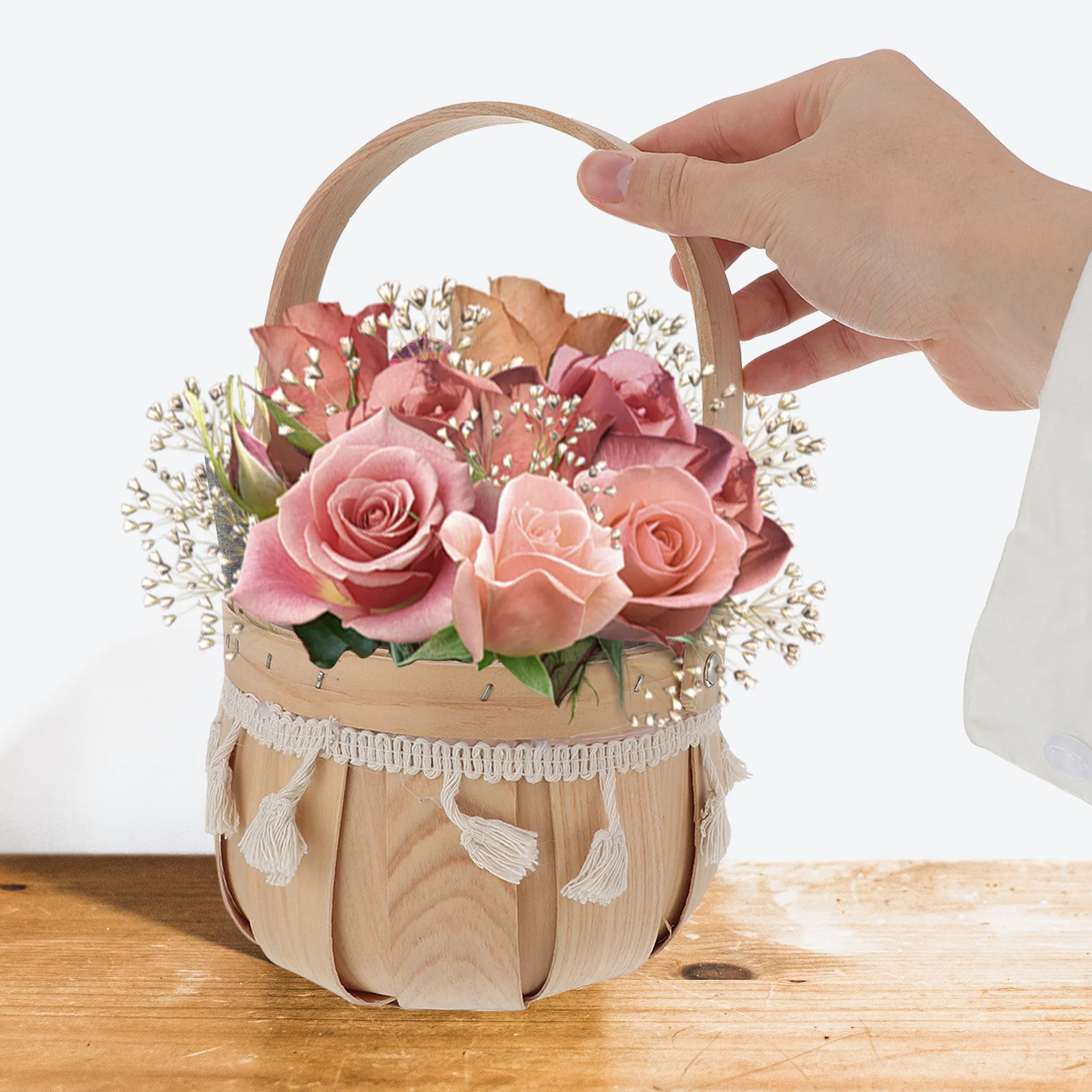 

1Pcs Handwoven Wicker Flower Basket Durable Decorative Storage for Home Garden Banquet Party Decor Flower Basket