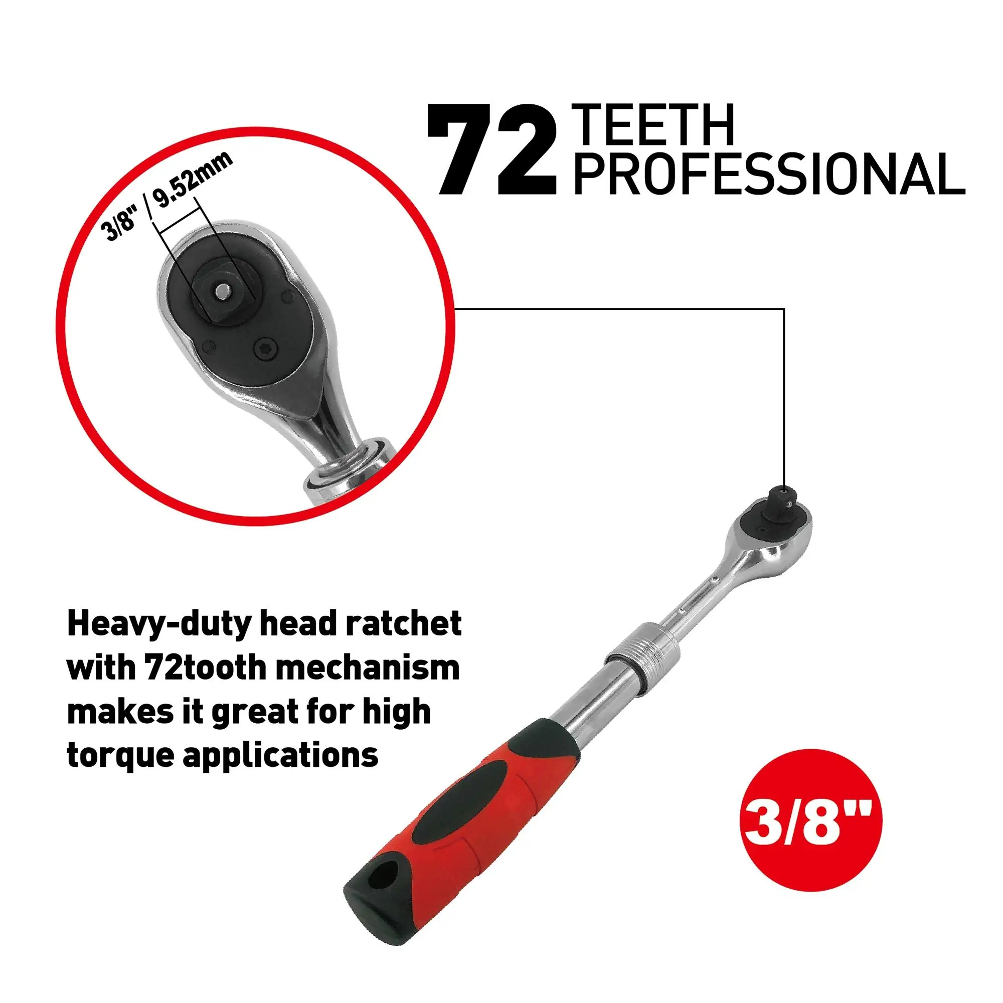 3/8 inch Drive Gear Wrench 72 Teeth Ratchet Handle Spanner Reversible Bidirectional Telescopic Toughbuilt Socket Wrench Tools