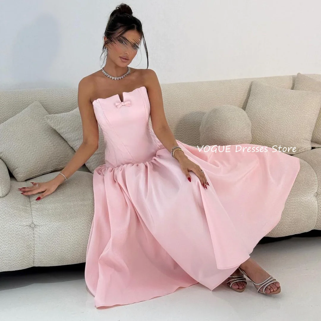 

Sweet Pink Women Prom Dresses A Line Satin Evening Gowns Homecoming Dress robes de soirée платье вечернее فساتين سهرات
