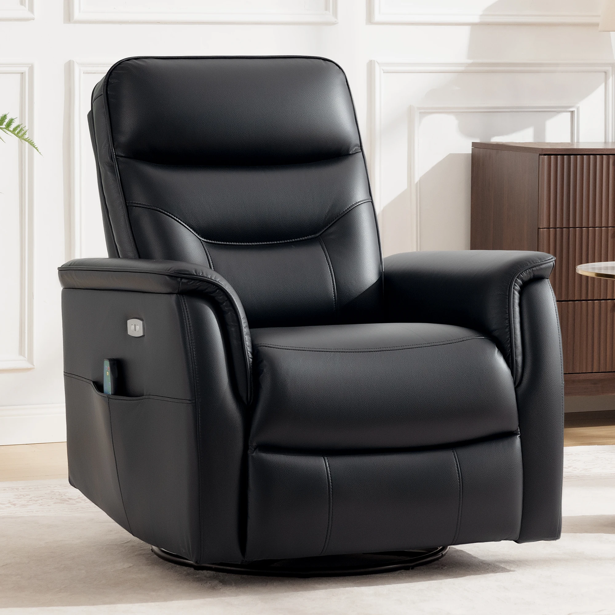 KERDOM PU Leather Power Lift Recliner Chair for Adults, Nursery Glider Recliner with Vibration Massage and Lumbar Heating, Ergonomic Lift Recliner Design with Cup Holders & Side Pockets, Remote Control, for Living Room, Bedroom, Nursery, Gray