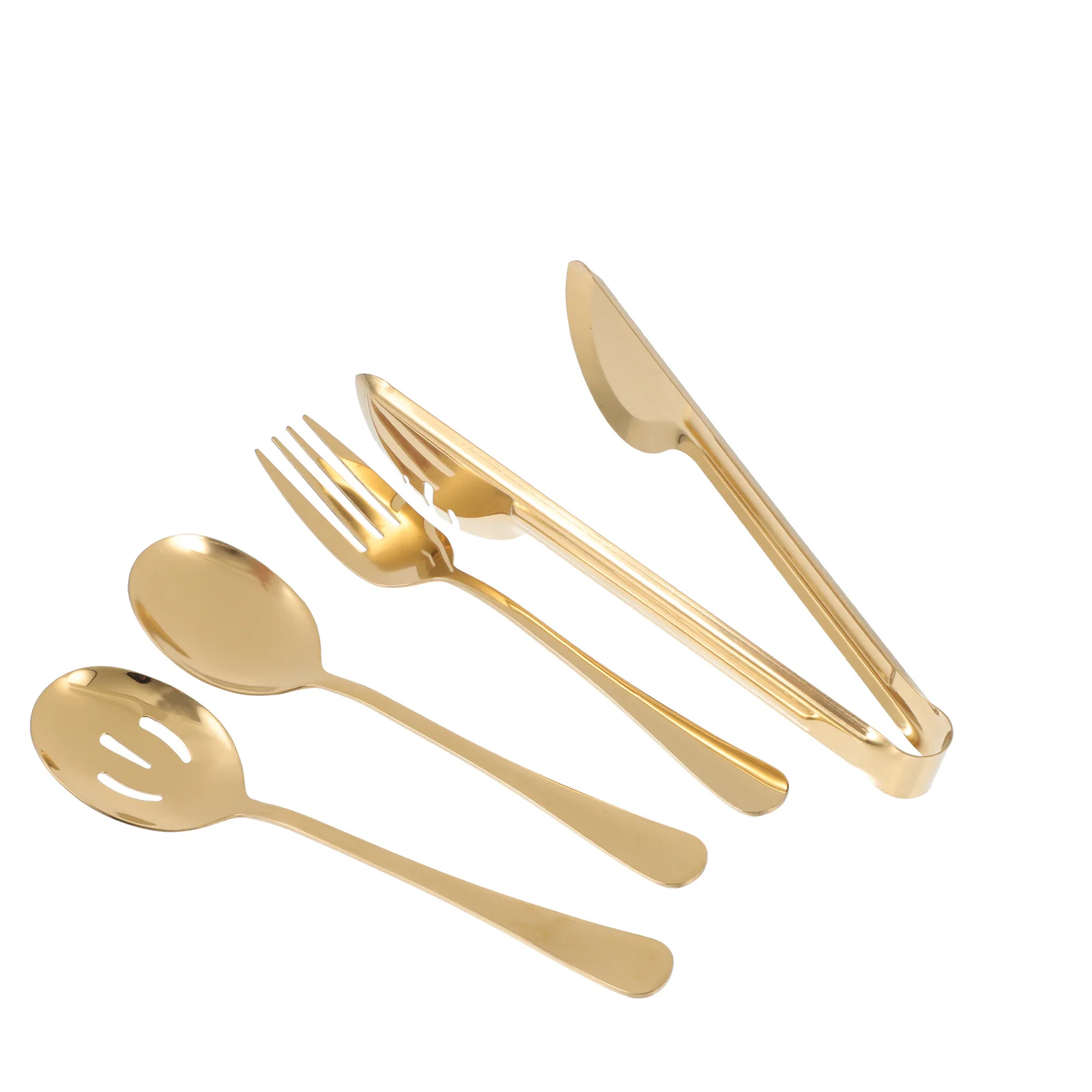

4Pcs Stainless Steel Food Clamp Set Portable Household Tableware Gold Polished Edges Smooth Grip Kitchen Utensils Soup