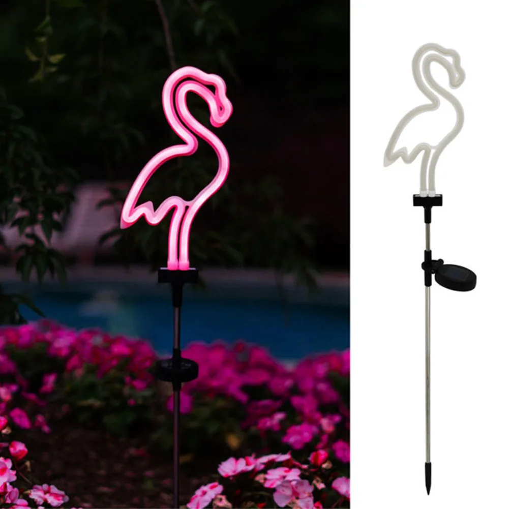 2 ชิ้น/แพ็ค IP55 กันน้ํา Neon Stake ภูมิทัศน์ Home Pathway ตกแต่งกลางแจ้งพลังงานแสงอาทิตย์ Flamingo Light สําหรับ Garden