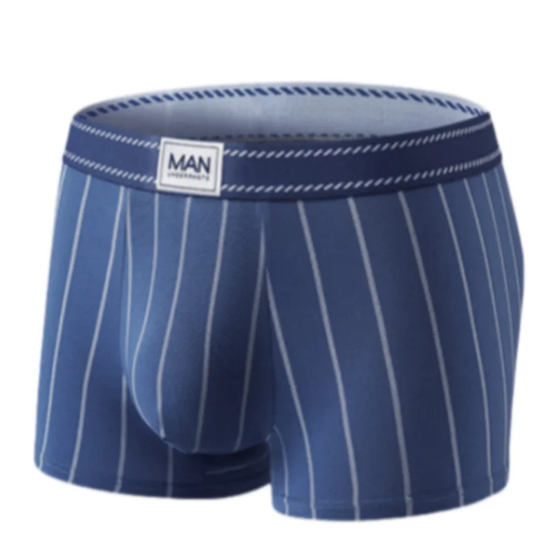 

Men's Modal Underwear Fashion Striped Mid Waist Boxer Shorts Comfortable Breathable Antibacterial Flat Corner Underpants