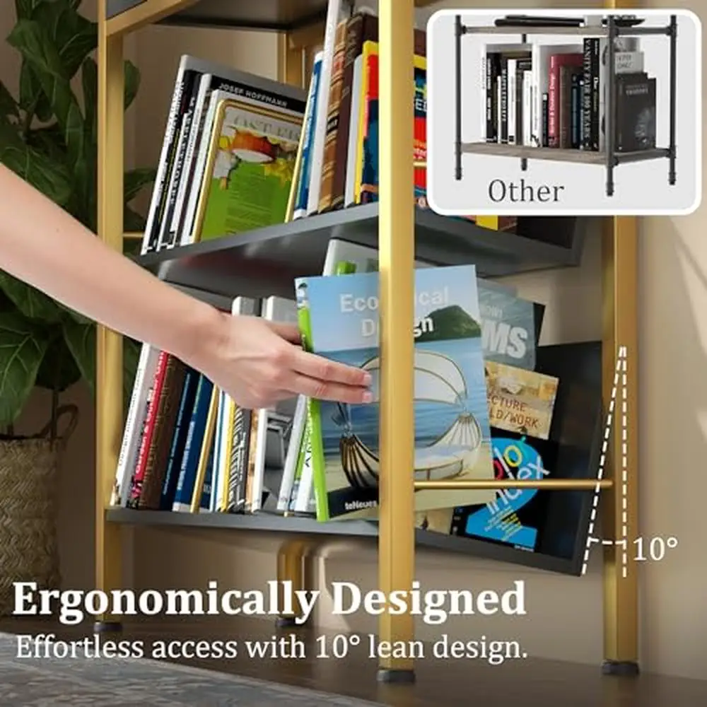 Stahlrahmen Bücherregal mit 5-Ebenen vertiefen Schubladen & V Buchs tütze industrielle Lagerung Display Rack Home Office Schlafzimmer Küche