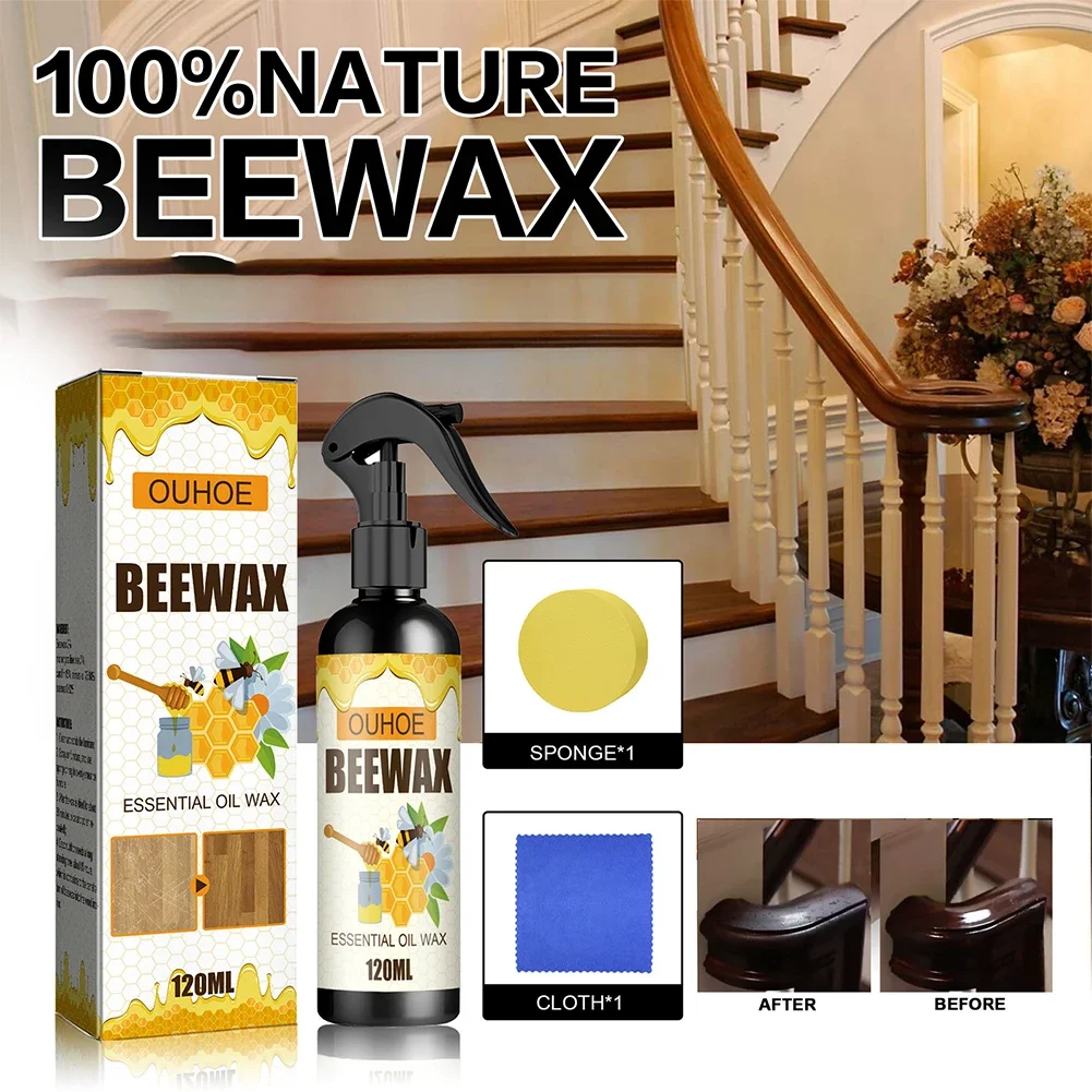 Wood Cleaner Polish Beeswax Spray Multipurpose Wear Resistant for Floor Chair Cabinet Home Furniture