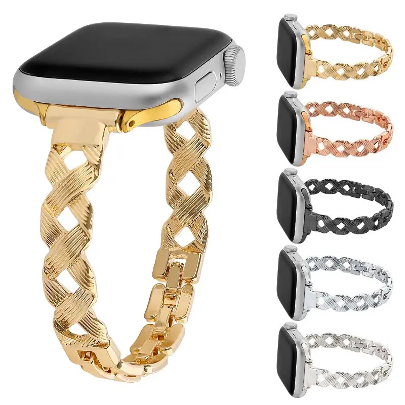 

Metal Band for Apple Watch Bands 41/40/38/42/44/45/46/49mm Dressy Fancy Stainless Steel Bracelet Strap for iWatch S10 9 8 7 6 5