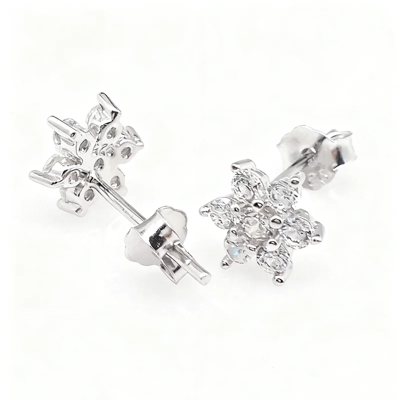 البلاتين 950 مختبر نمت الماس شكل دائري DEF VS-VVS قرط صغير زهري 6 مللي متر عرض أقراط تصميم صغير للفتيات #4