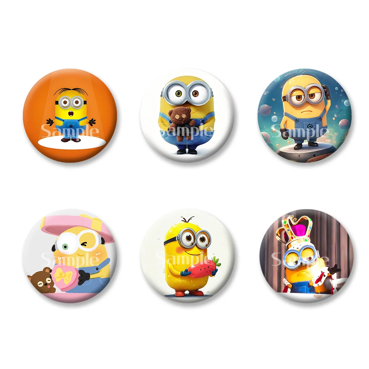 

Despicable Me Minions Medal Flash Badge Keychains Makeup Mirror Fridge Magnet ACG Goods Anime Cartoon Peripherals Birthday Gift