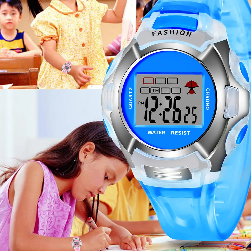 Waterproof Sports Watch Blue Led Backlight 12/24H Stopwatch Function Electronic Wristwatch For Outdoor Use