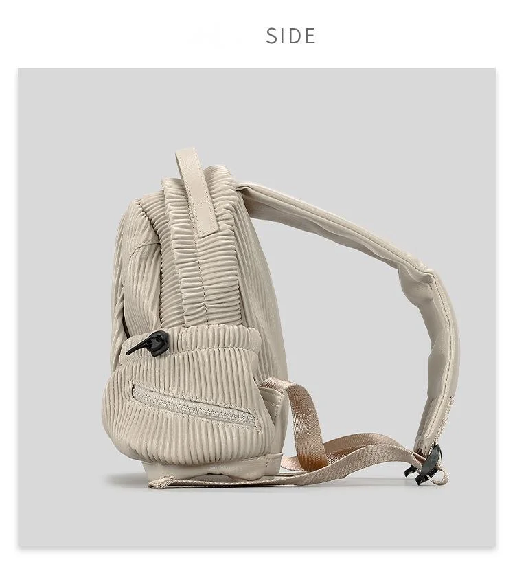 Designer Leather Backpack For Women Soft Pleated Casual Bag_voghion.com