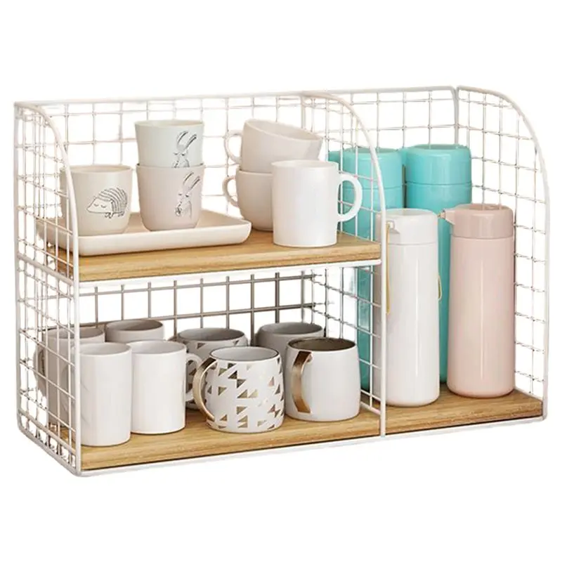 

ABXF-Living Room Dining Table Coffee Cup Storage Rack Bowl Plate Storageoffice Desktop Cabinet Organizer Kitchenaccessories