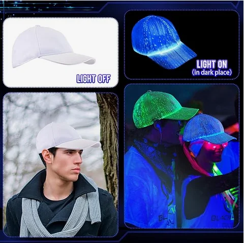 Multi Function LED Fiber Optic Cap,Neon,Nightclub,Grand Event,Concert,Shining Hat,Festival Party Supplies,LED Seven Color Hat