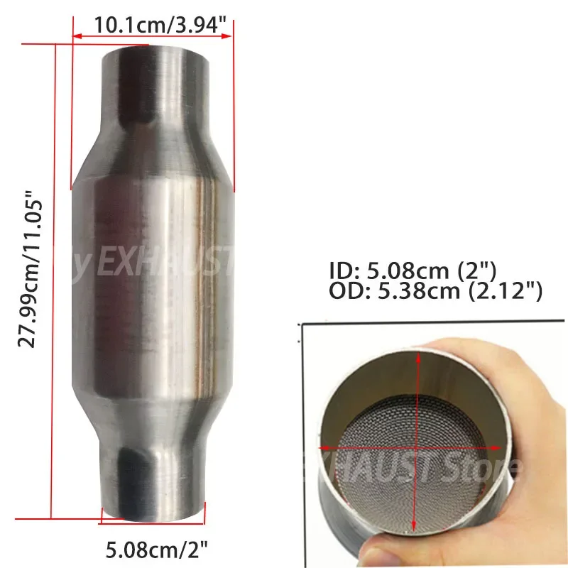 2" /2.25"/2.5"/3" 200 Cell High Flow Metallic-Core Race Catalytic Converter High Performance Sport Catalytic Converter Euro1