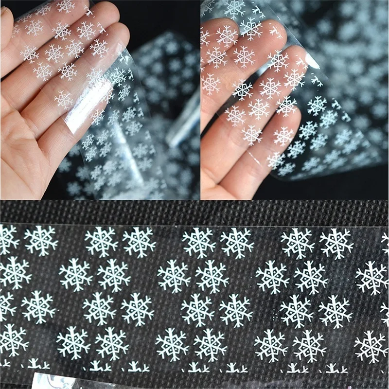 4 szt. Holograficzne folie do paznokci z motywem śnieżynki, biały śnieg, świąteczny wzór, folia transferowa do zdobienia paznokci, produkty do pielęgnacji paznokci DIY